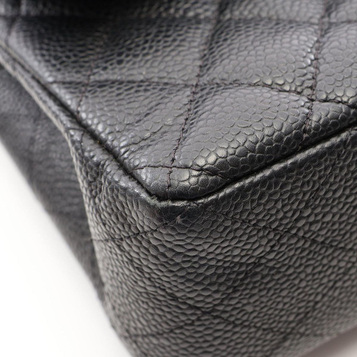 Chanel Shoulder Bag Quilted Double Flap Black Caviar Leather Chain — view 8