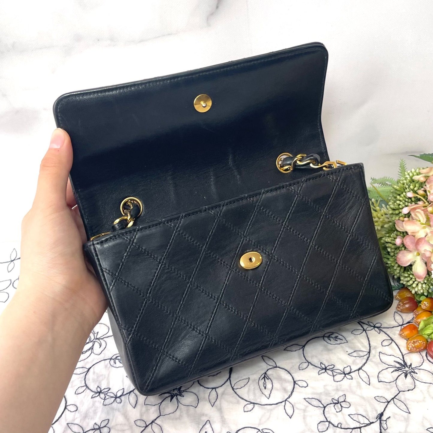 Chanel Vintage Quilted Jumbo CC Logo Shoulder Bag — view 8