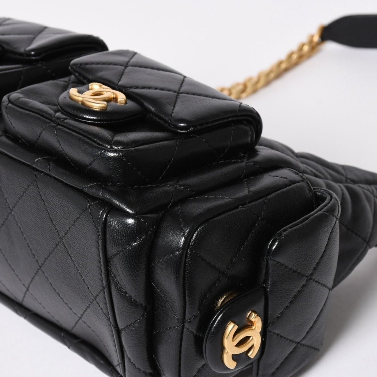 Chanel Large Hobo Stand CC Logo Lambskin Black — view 8