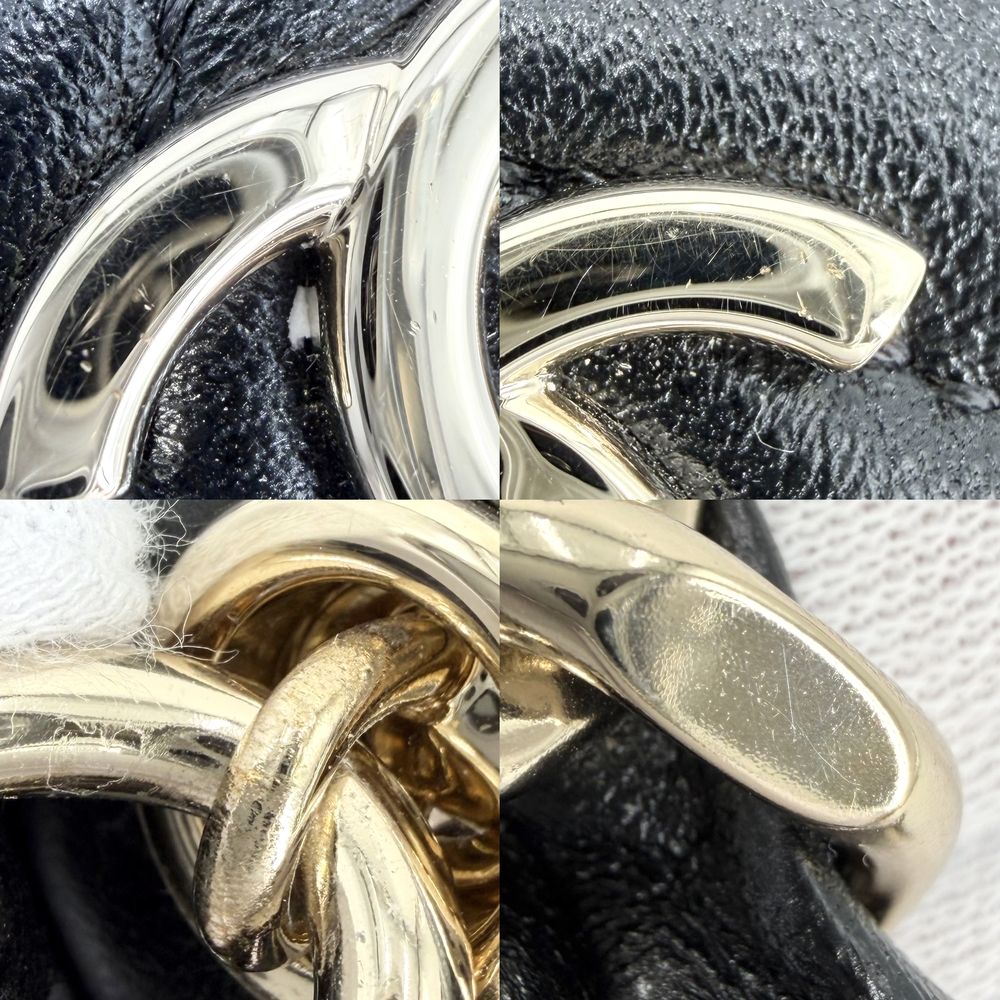 Chanel Handbag Quilted Mini Bag Pouch CC Logo Lambskin Black Gold — view 7