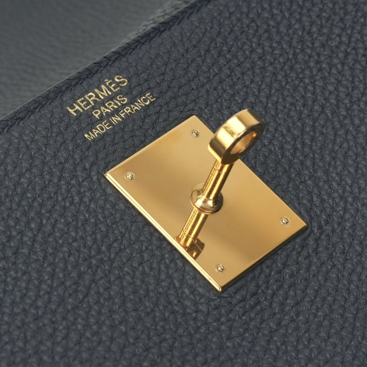 Hermes Kelly 35 Tote Shoulder Bag Togo Blue Bleu Nuit Navy Gold Handle 2-Way — view 8