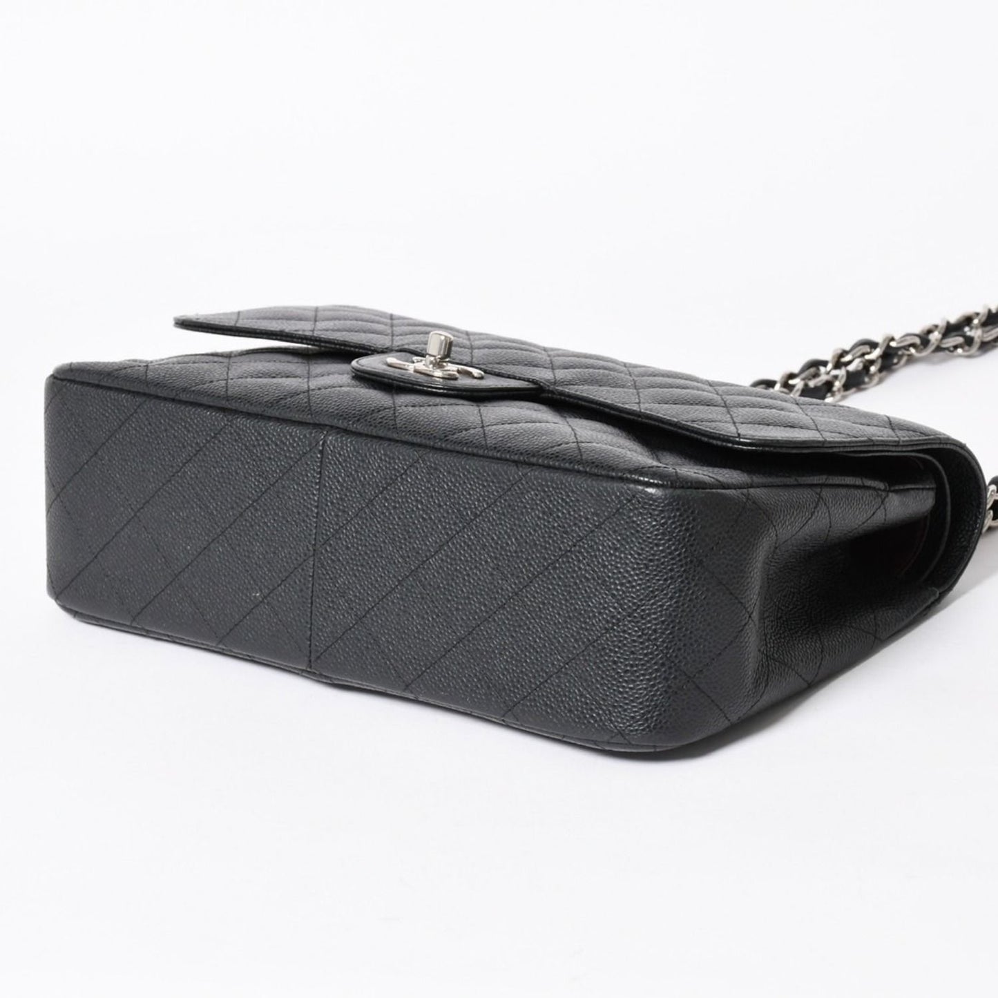 Chanel Maxi Quilted 30 Double Flap Chain Shoulder Bag CC Logo Caviar Leather — view 8