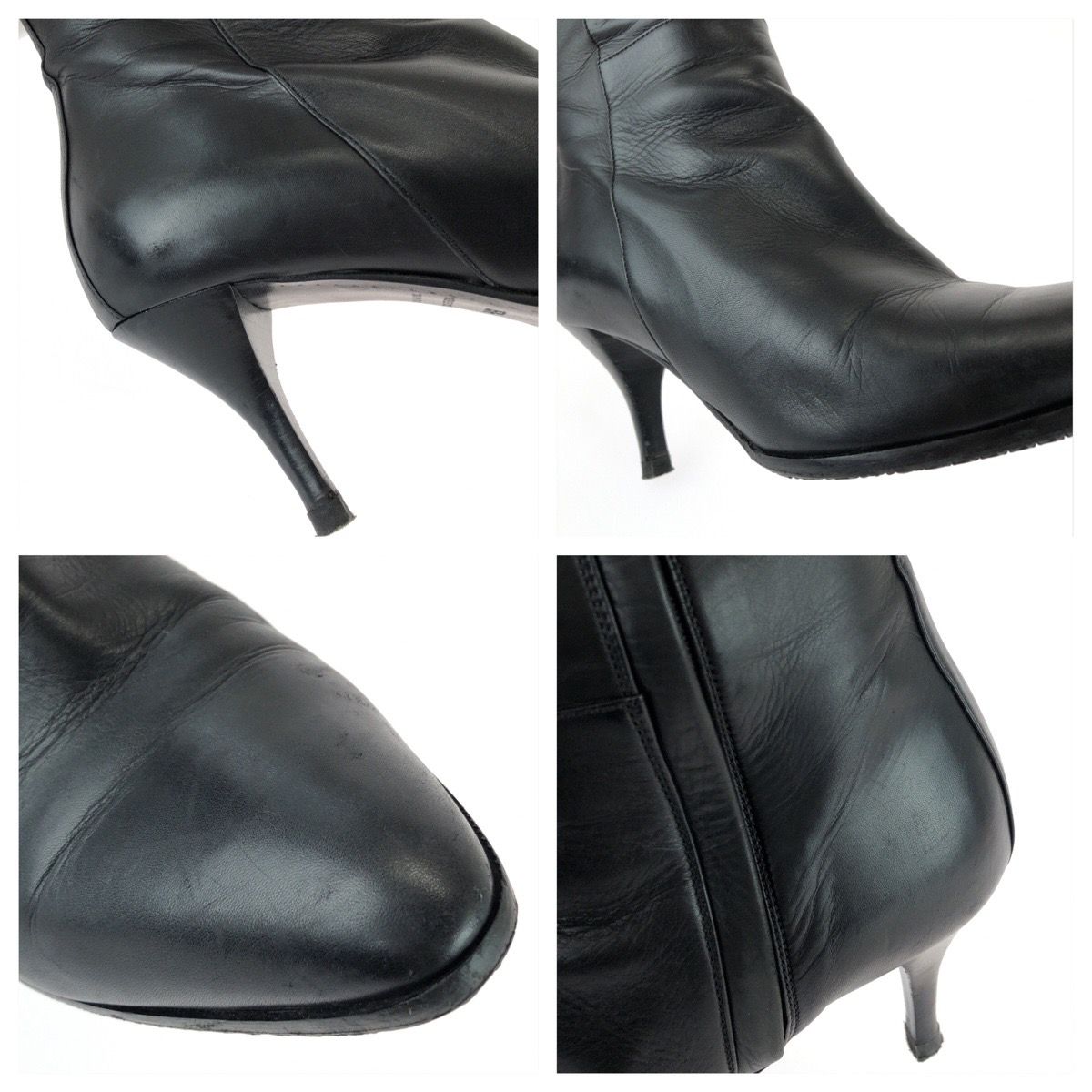 Hermes 35.5 Noir Black Silver Leather Boots Long — view 8