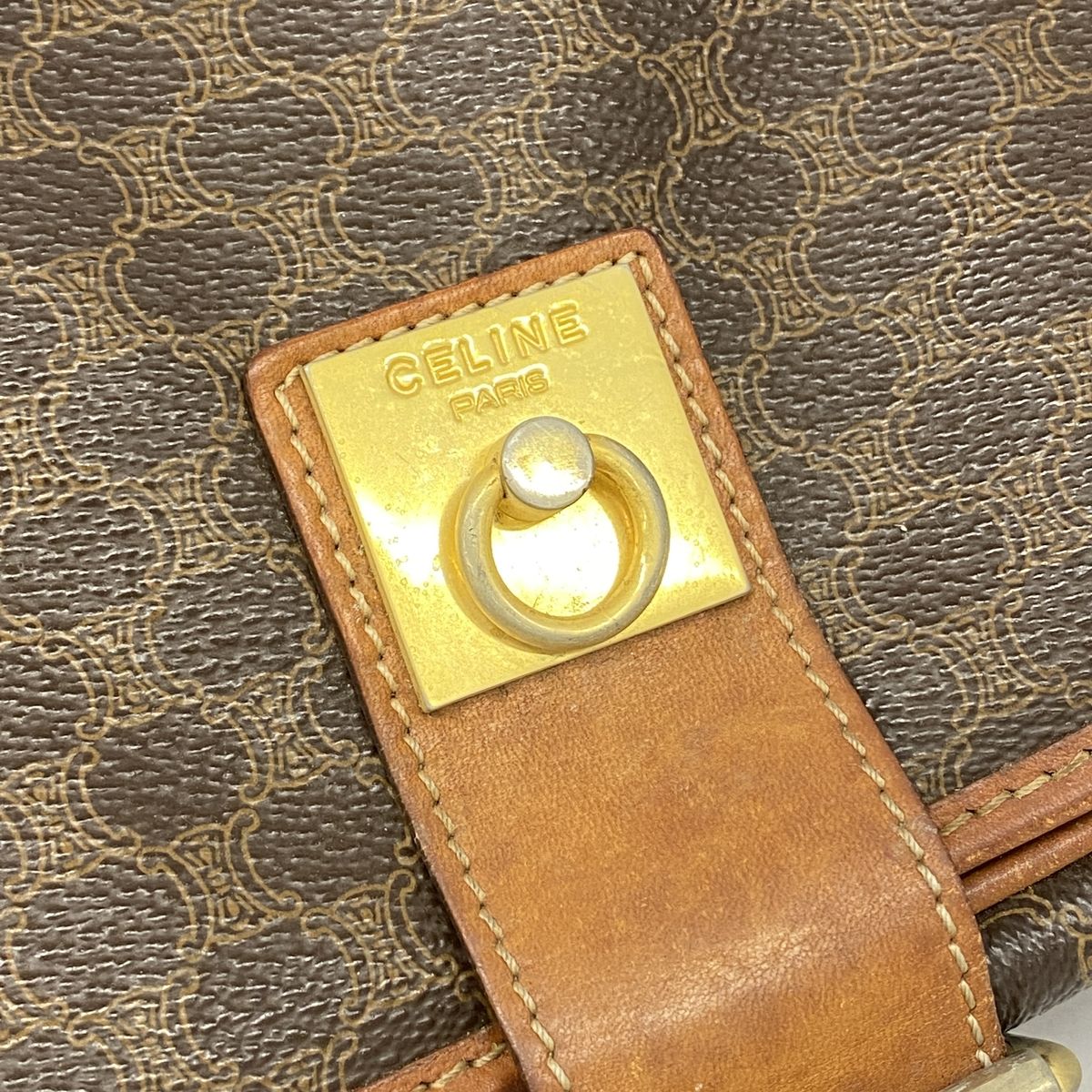 Celine Shoulder Bag Macadam Brown Gold — view 8