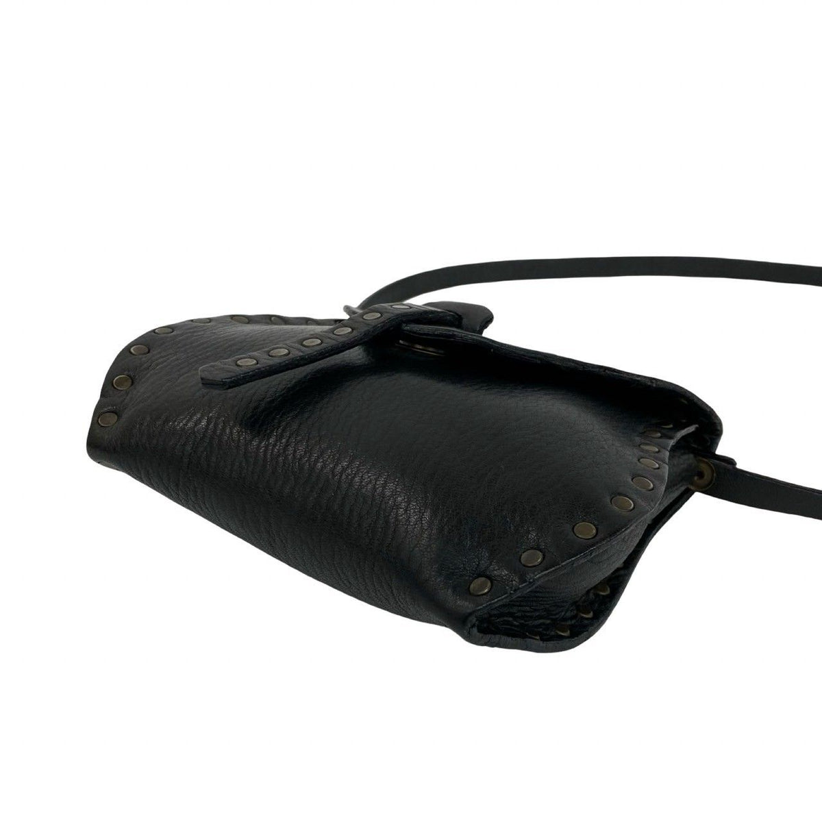 Celine Blason Triomphe Logo Leather Mini Shoulder Bag Pochette Black — view 8