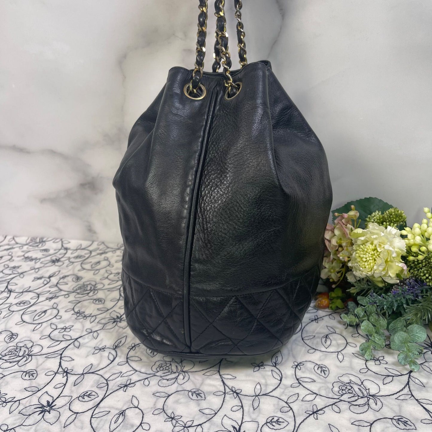 Chanel Drawstring Quilted Chain Shoulder Bag — view 7