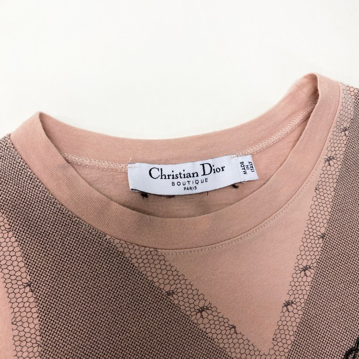Dior Short Sleeve Top Galliano Era Trompe Rouille Print Lace Corset Pale Orange — view 8
