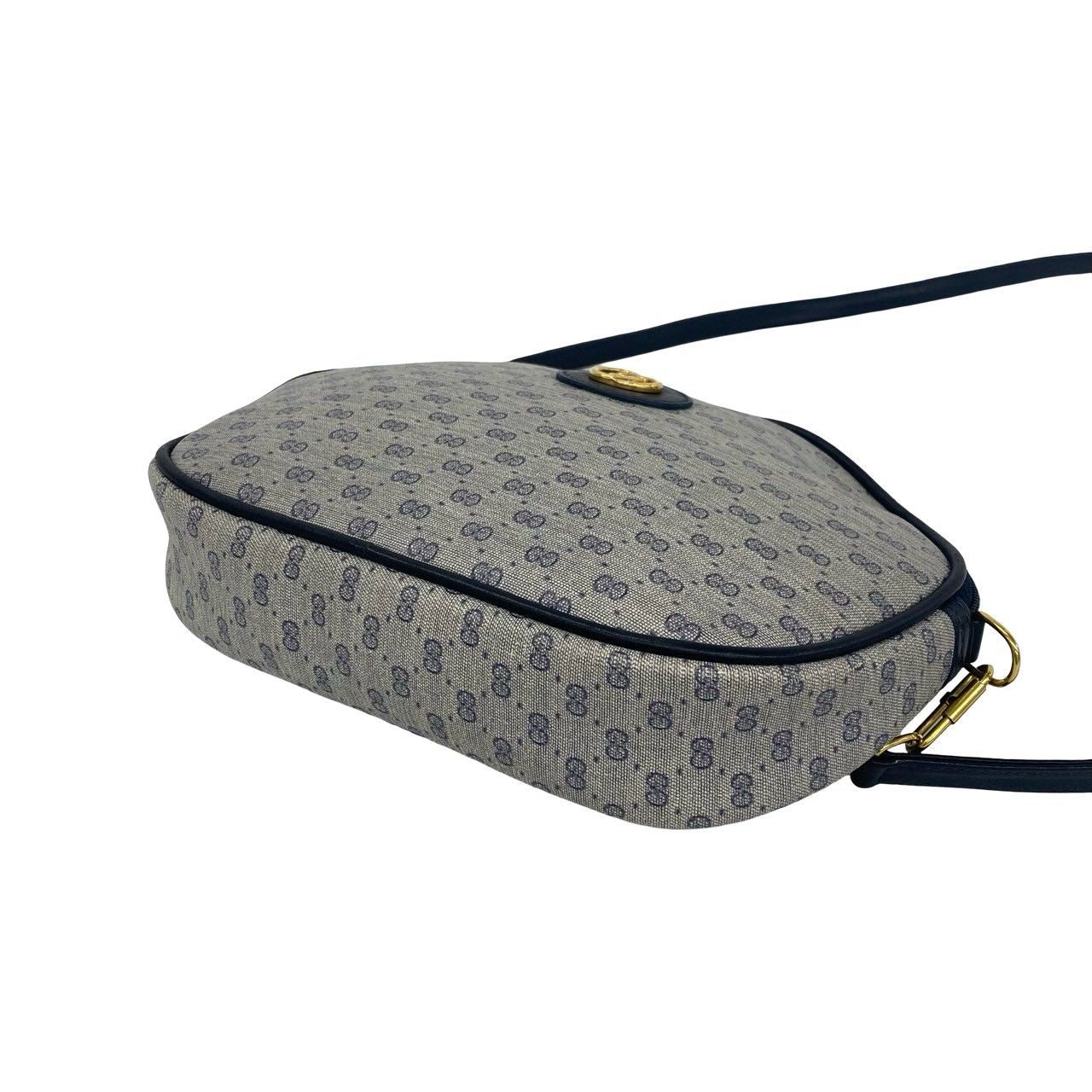 Gucci Vintage Micro GG Logo Pattern Leather Mini Shoulder Bag Pochette Navy — view 8