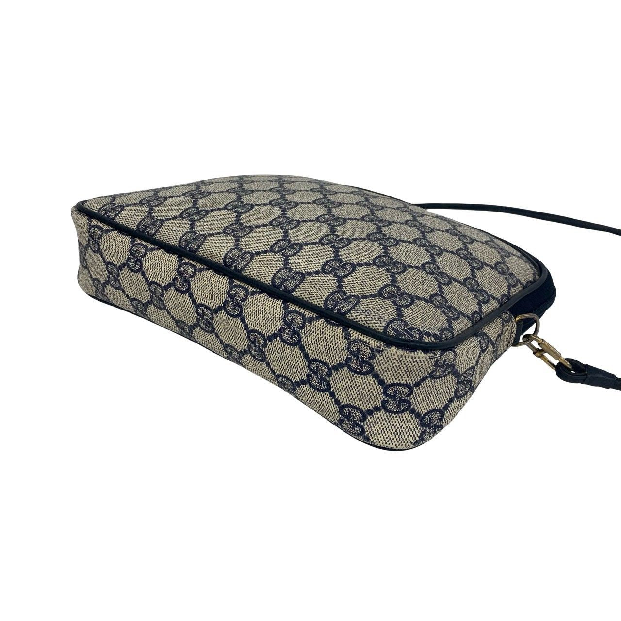 Gucci Vintage GG Logo Pattern Leather Mini Shoulder Bag Pochette Navy — view 8