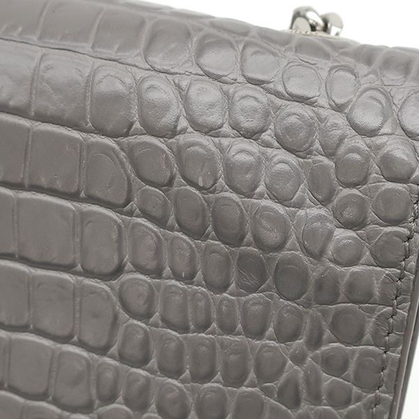 Saint Laurent Shoulder Bag Kate Tassel Chain Leather Gray Silver Monogram — view 8
