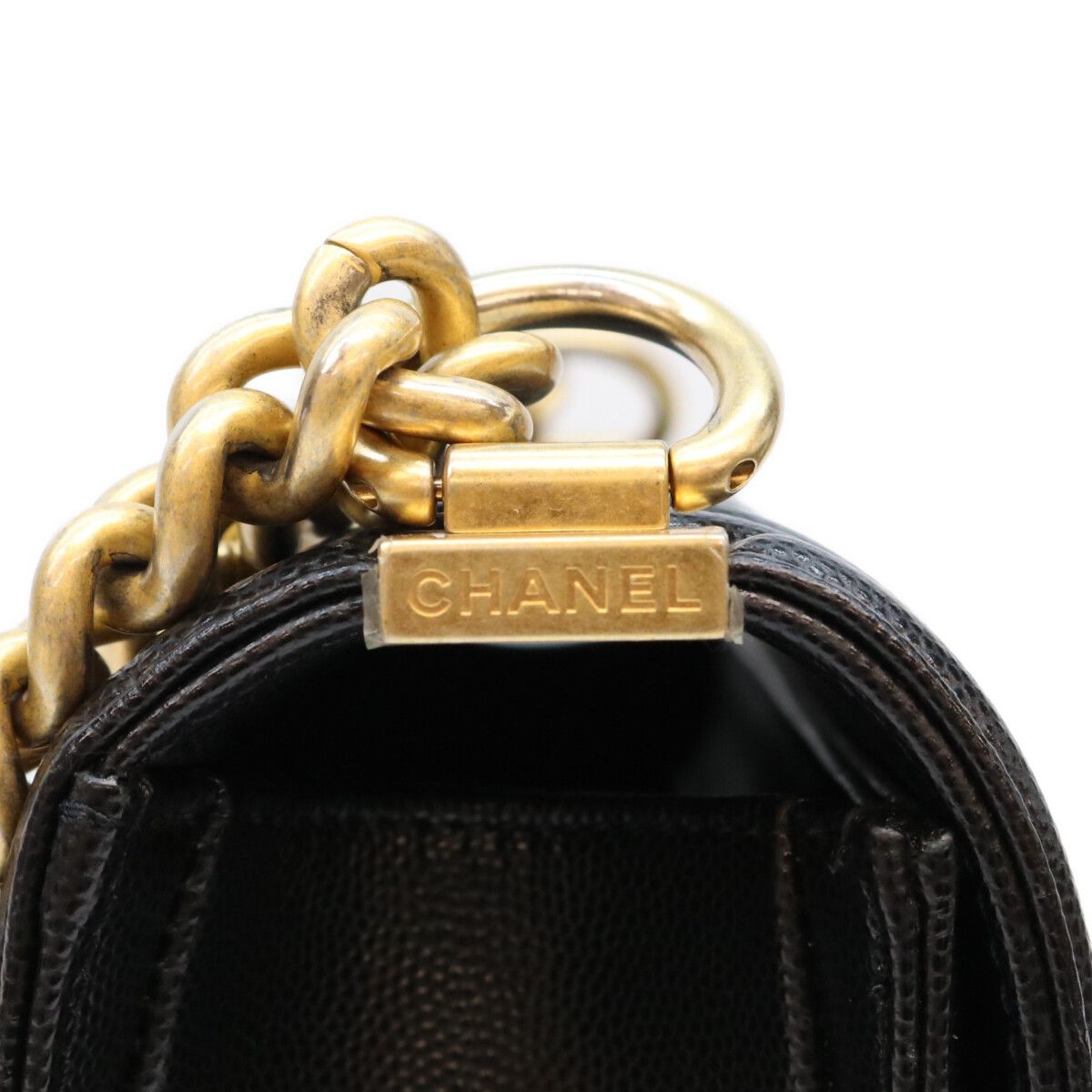 Chanel Black Caviar Gold Boy 25 Bag — view 8
