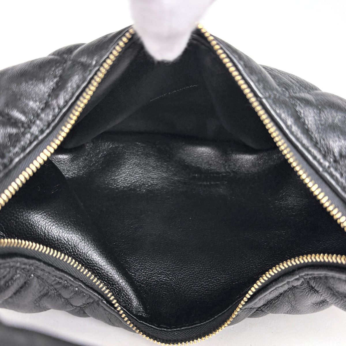 Saint Laurent Icarino Quilted Handle Leather Black Handbag — view 7