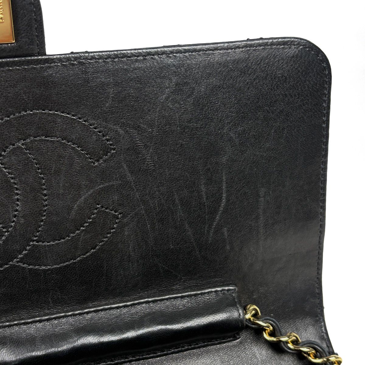 Chanel Quilted Single Flap Chain Shoulder Bag CC Logo Leather Black — view 8