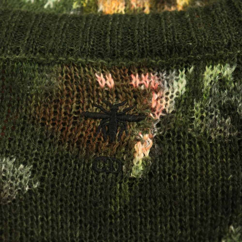 Dior Petites Fleurs Hemp Floral Print Crop Top Knit Khaki Sweater — view 5