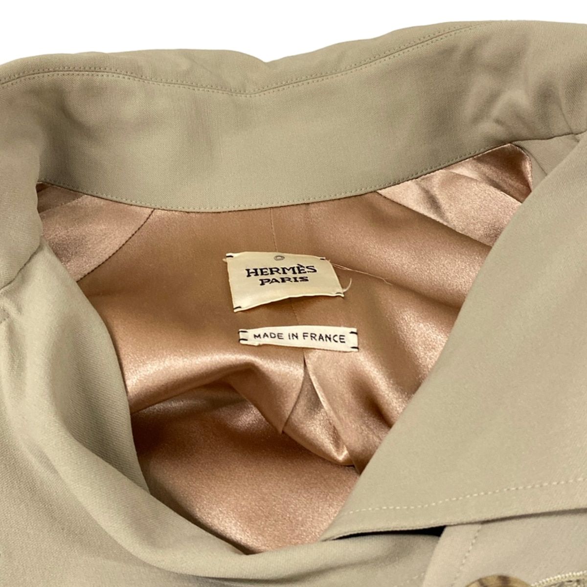Hermes Trench Coat S Beige Wool 36 — view 8