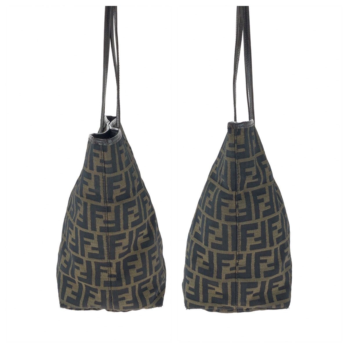 Fendi Zucca Brown Dark Canvas Leather Tote Shoulder Bag — view 8