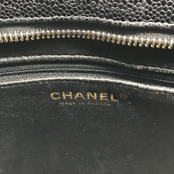 Chanel CC Logo Caviar Leather Medallion Tote Bag Black — view 8