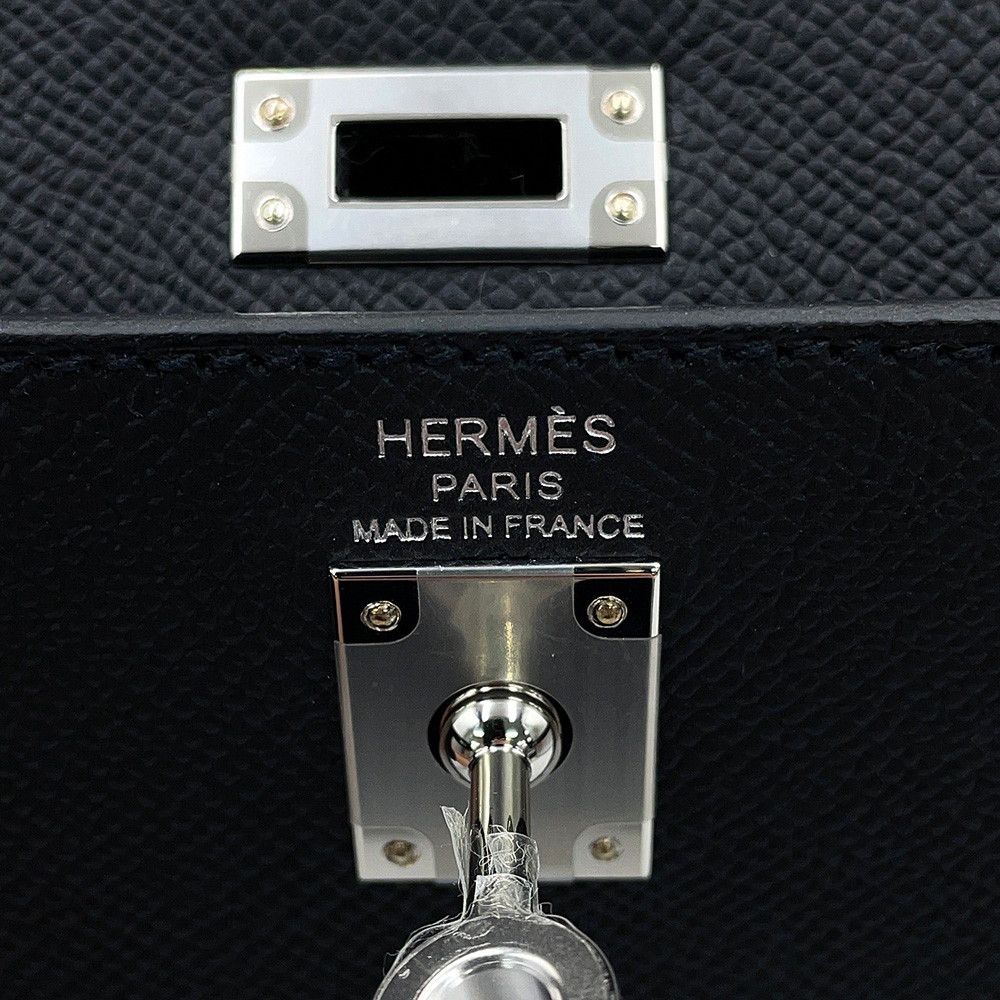 Hermes Handbag Kelly 25 Sellier Black Silver Epsom 2-Way Bag — view 8