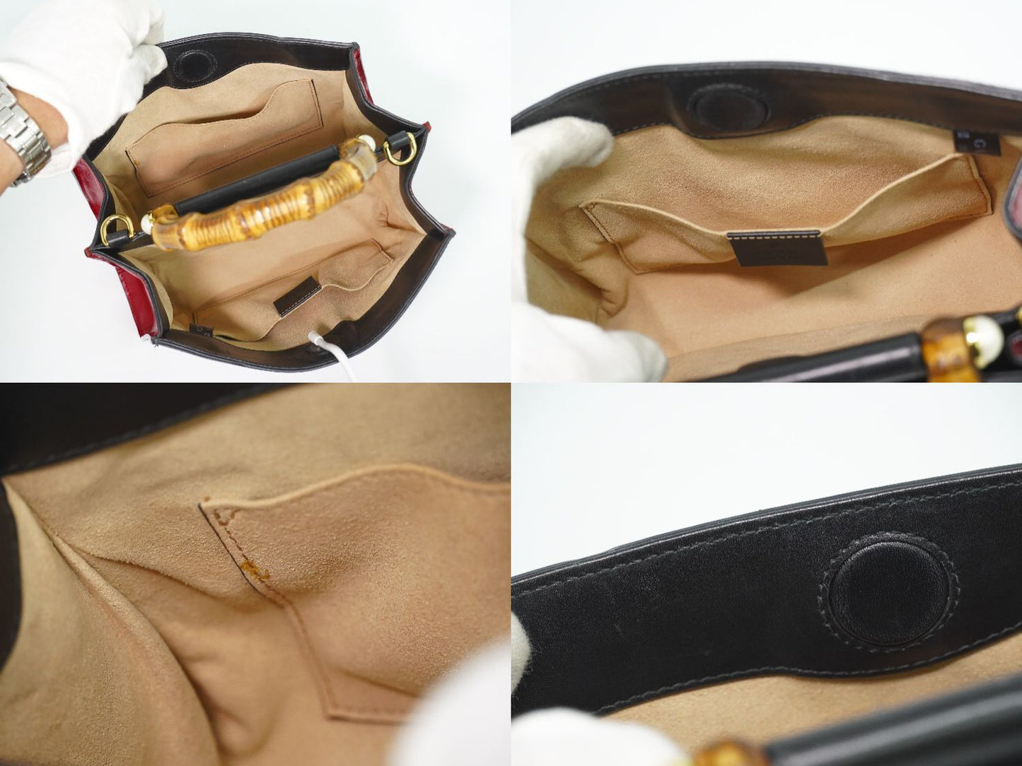 Gucci Bamboo 2-Way Shoulder Bag Handle Pochette Leather Black — view 8