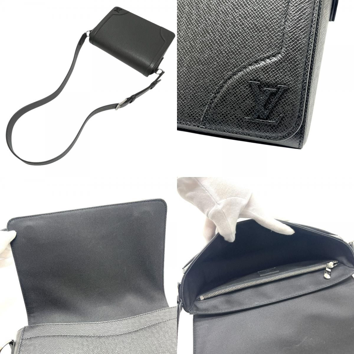Louis Vuitton Shoulder Bag New Flap Messenger M Taiga Leather Noir Black — view 8