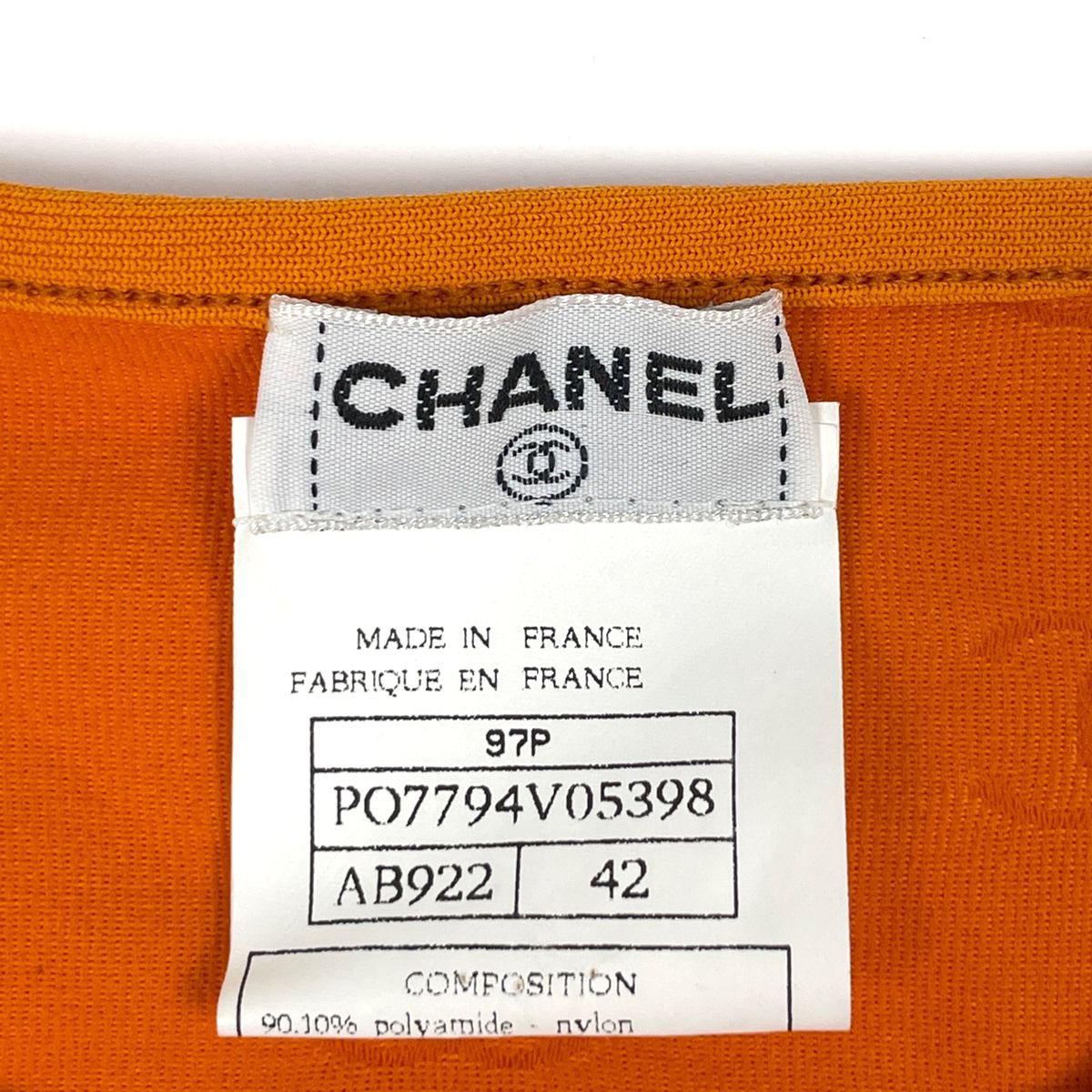 Chanel 97P CC Logo Short Sleeve T-Shirt Top Orange — view 7