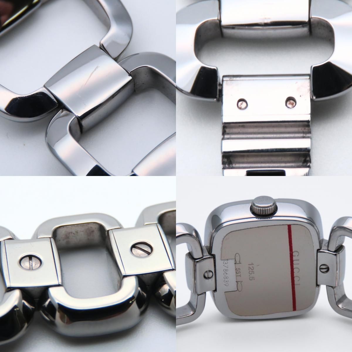 Gucci Watch Collection 125.5 Stainless Steel Silver Dial Brown Sunray Square — view 8
