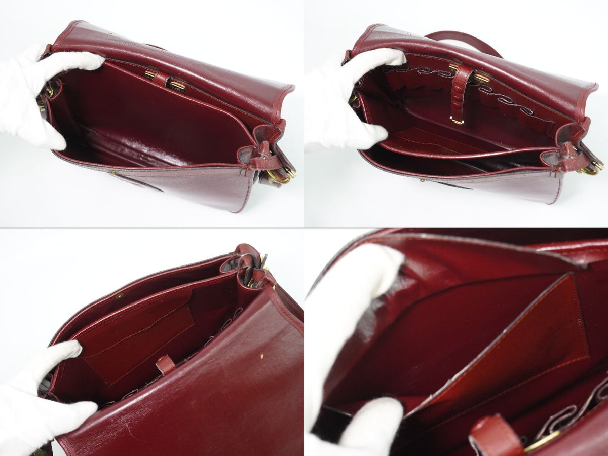 Cartier Must Line Shoulder Bag Pochette Leather Bordeaux — view 8
