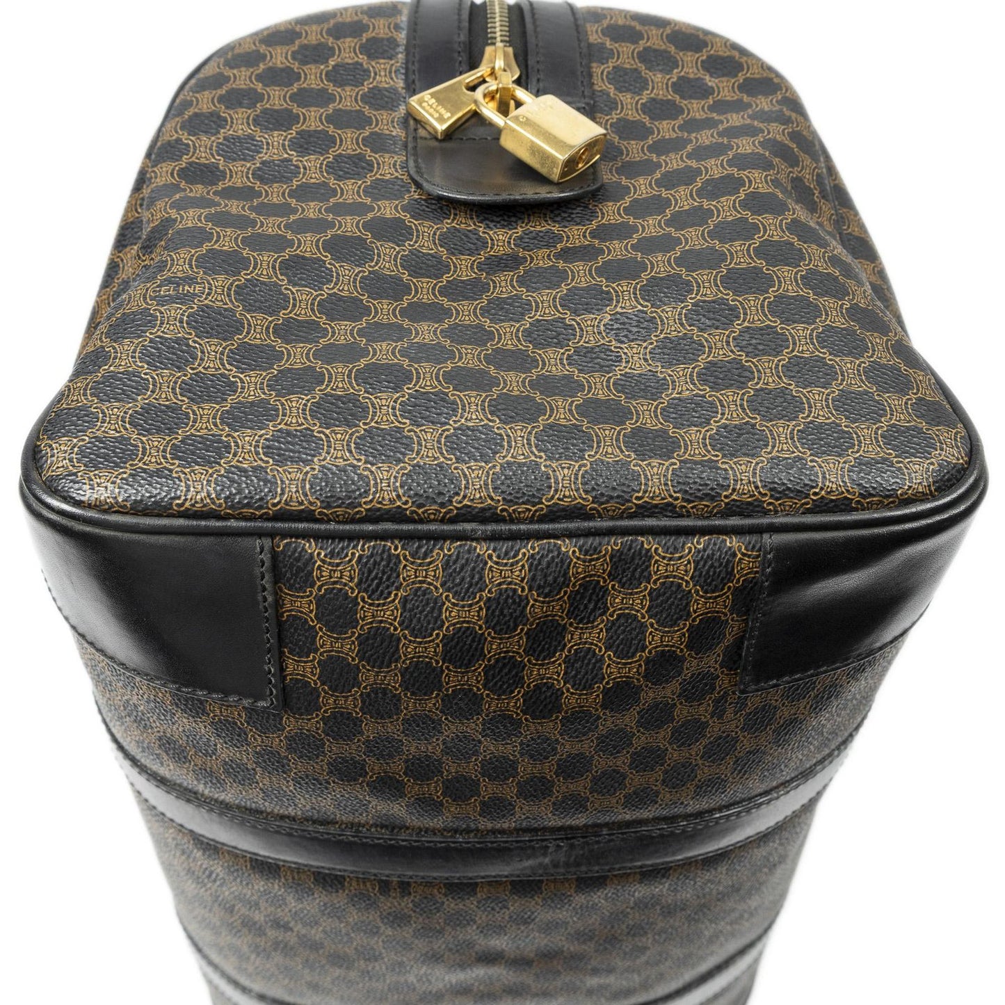 Celine Boston Black Brown Macadam Canvas Handbag — view 8