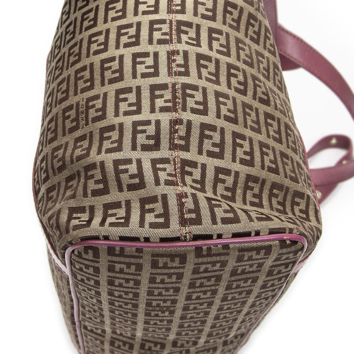 Fendi Square Shopping Tote Bag Beige Zucchino Canvas — view 8