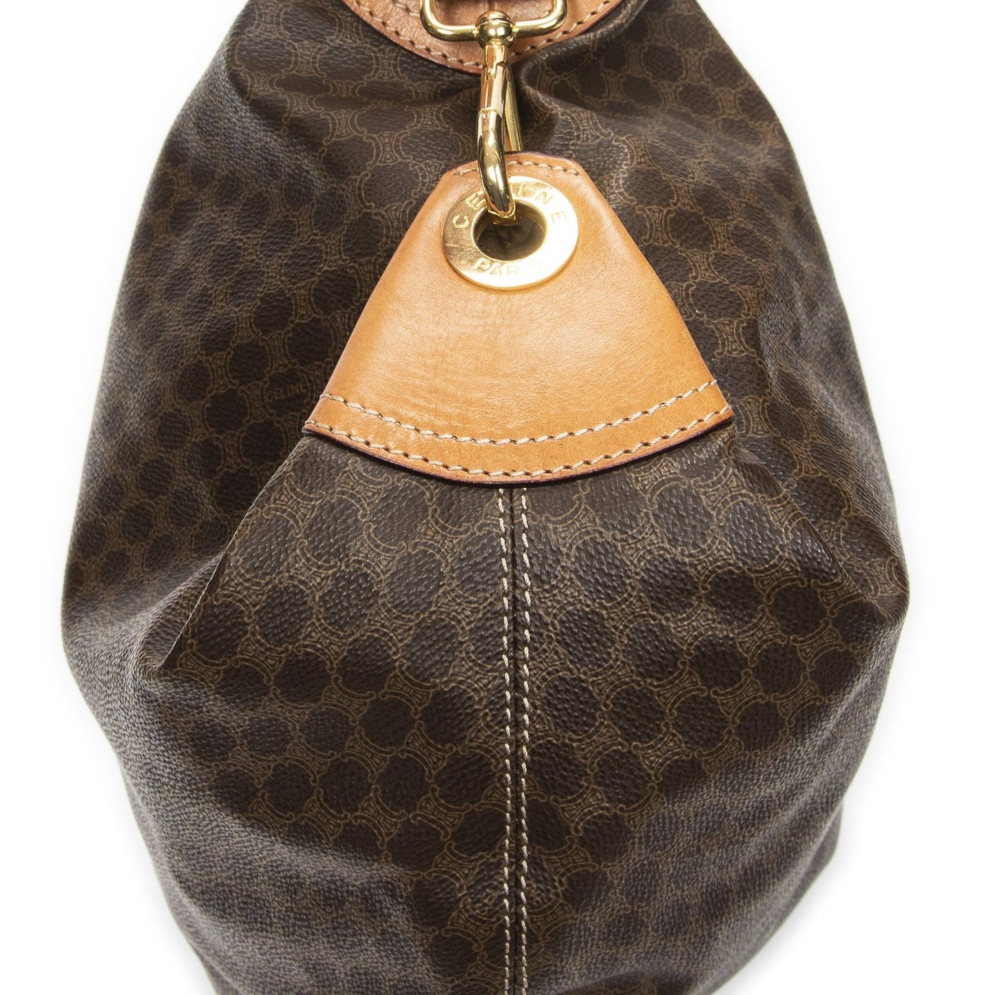 Celine Vintage Mini Zip Hobo Brown Macadam Canvas — view 8