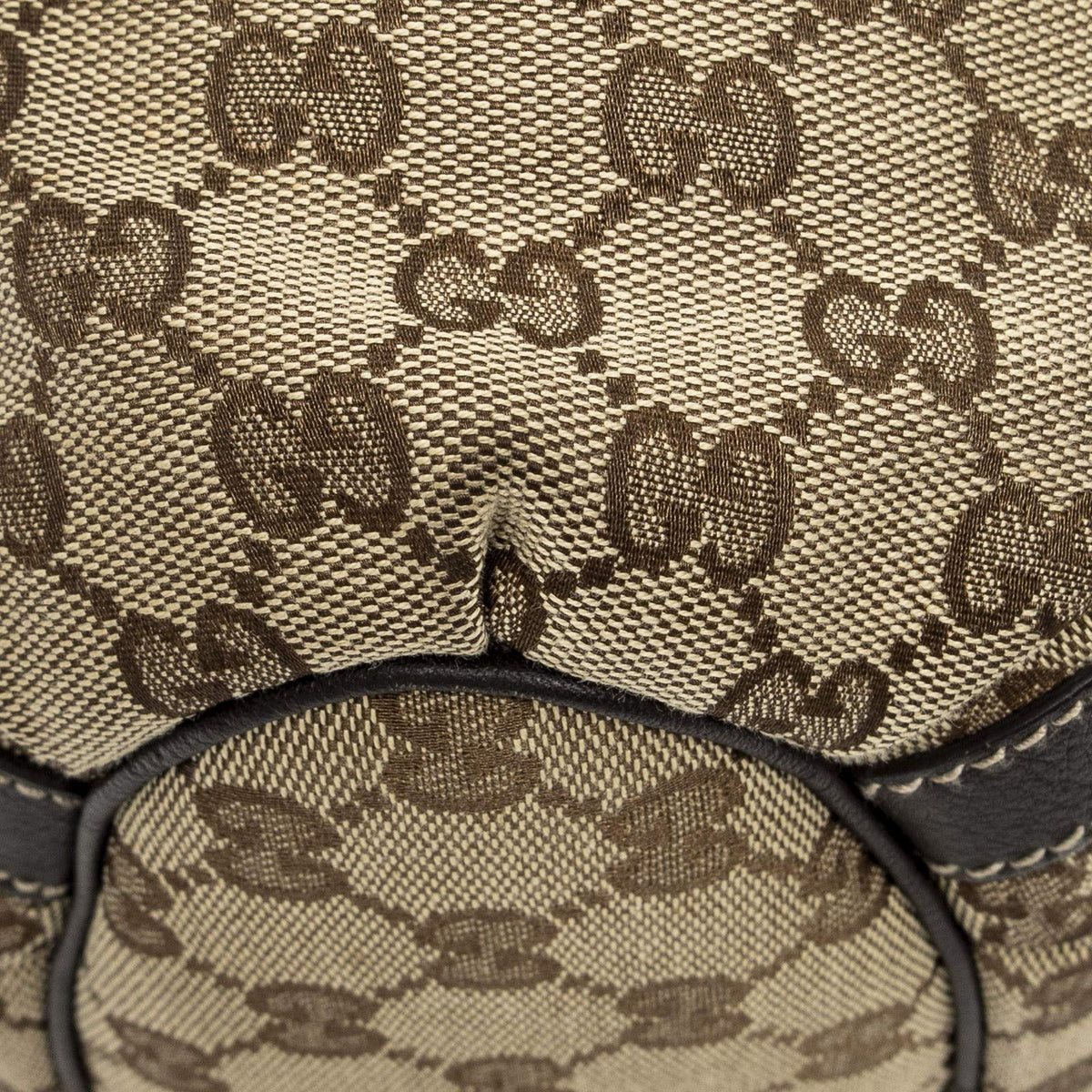 Gucci Small D Ring Bucket Tote Bag Dark Brown Beige GG Canvas — view 8