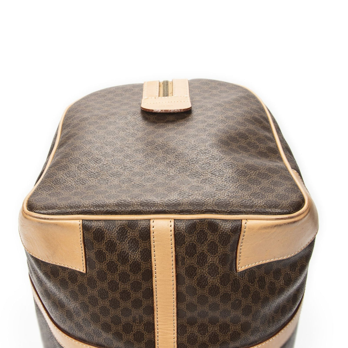Celine Vintage Large Travel Boston Brown Beige Macadam Canvas Handbag — view 8