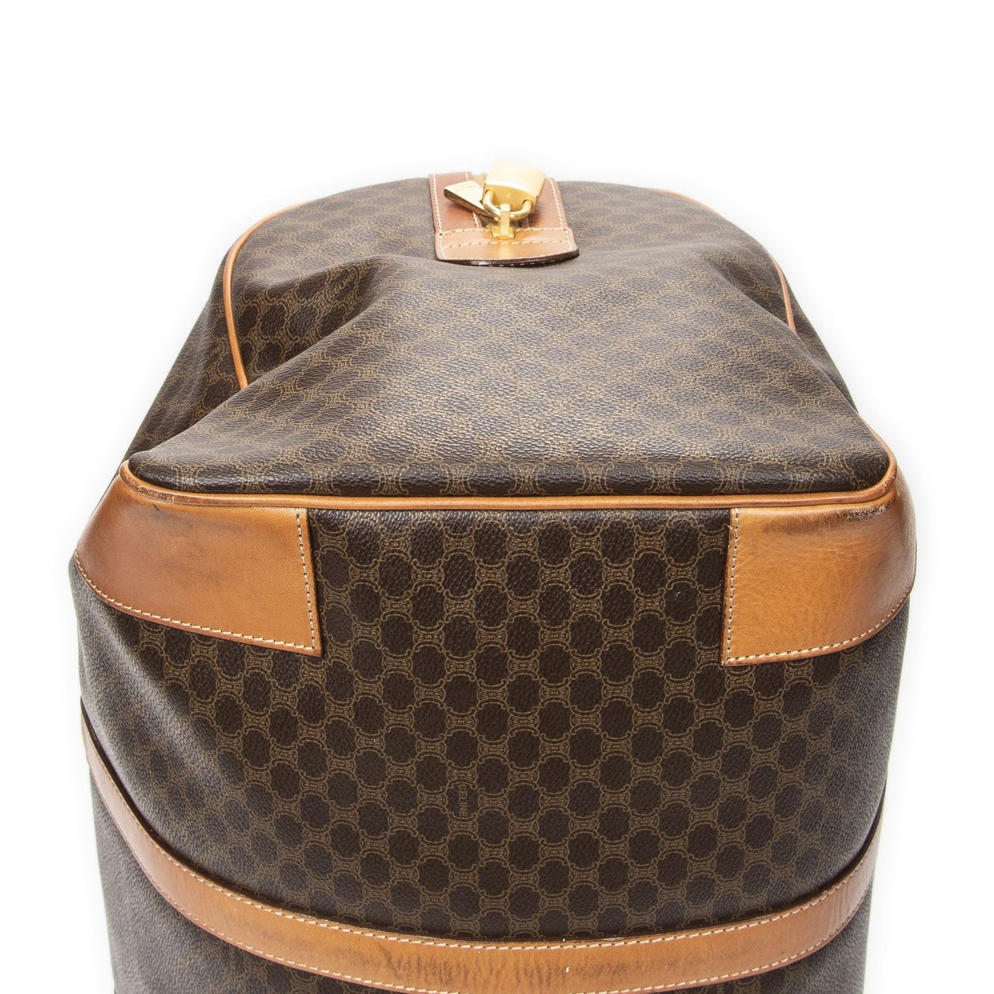 Celine Vintage Large Travel Boston Brown Macadam Canvas Handbag — view 8
