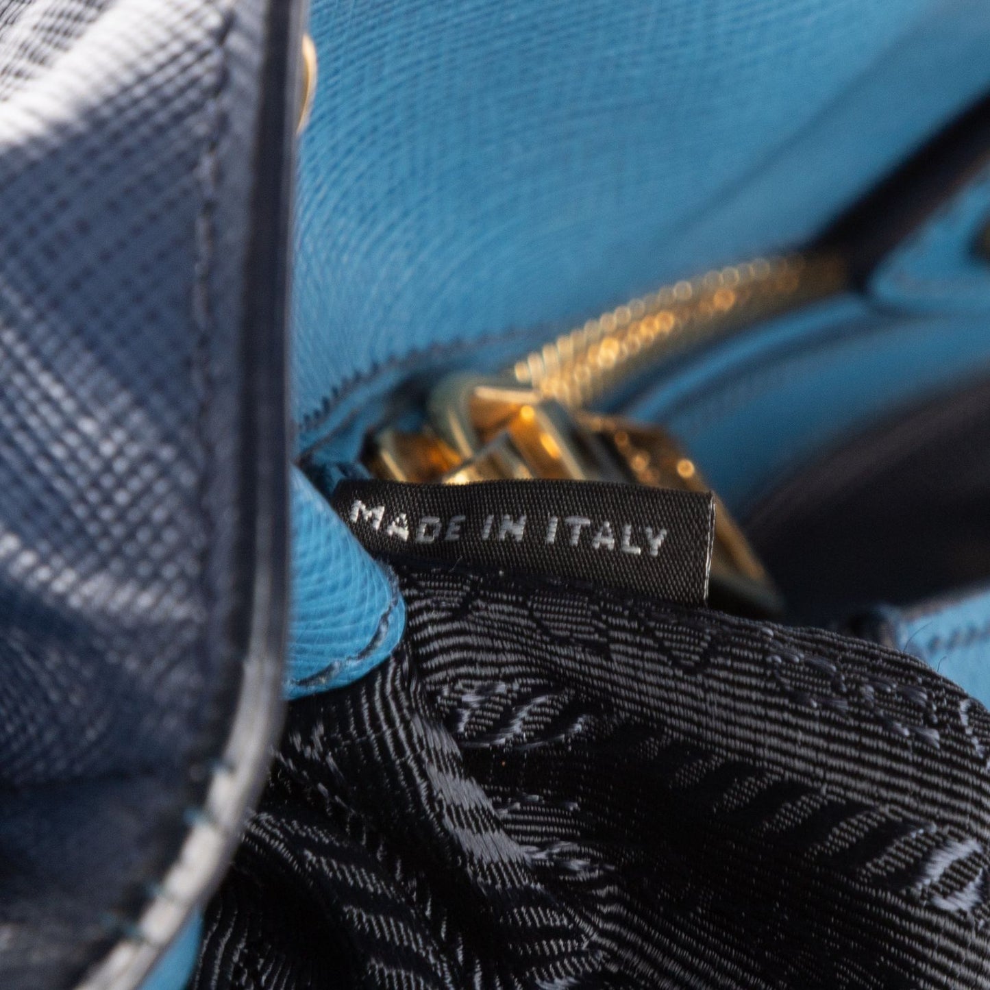 Prada Small Bicolor Galleria Open Tote Bag Blue Navy Saffiano Luxe Leather — view 8