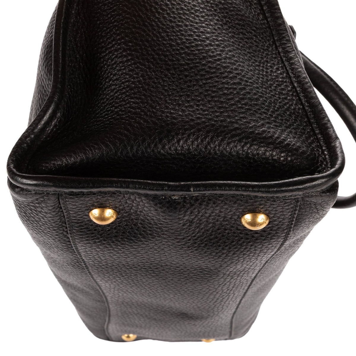 Prada Zip Tote Bag Black Grain Calfskin Leather — view 8