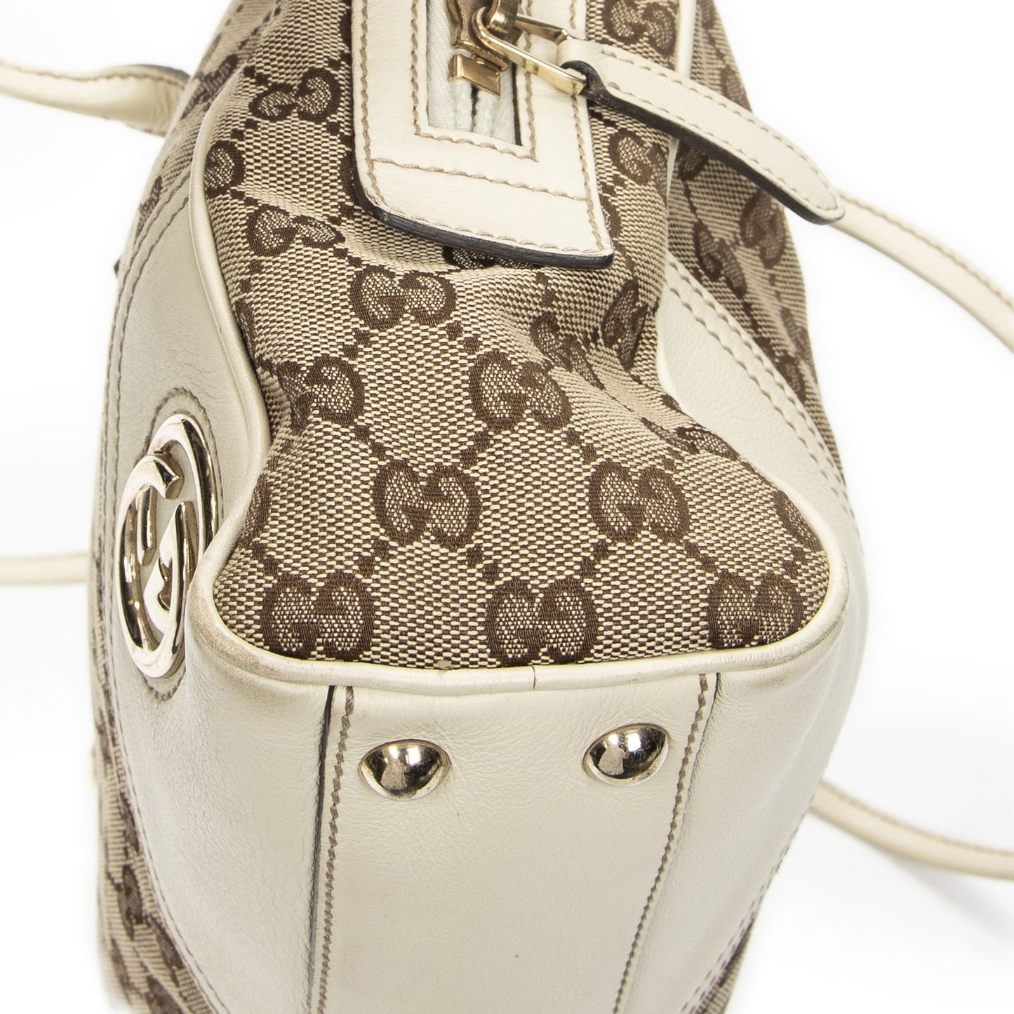 Gucci Britt Satchel Beige Ivory GG Canvas — view 8