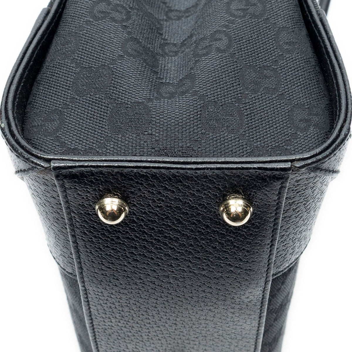 Gucci Nail Head Tote Bag Black GG Canvas — view 8