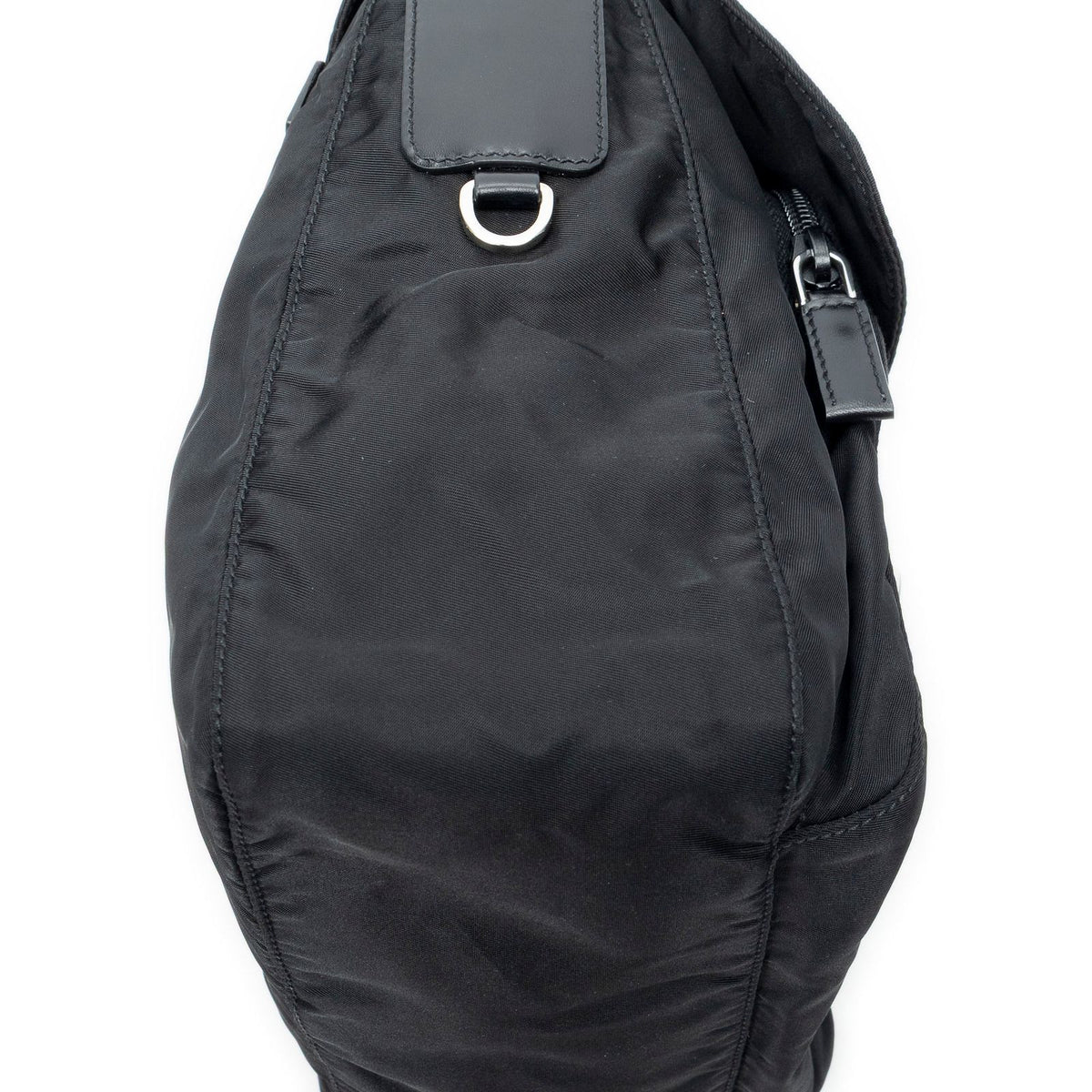 Prada Small Buckle Flap Bag Messenger Black Nylon Canvas — view 8