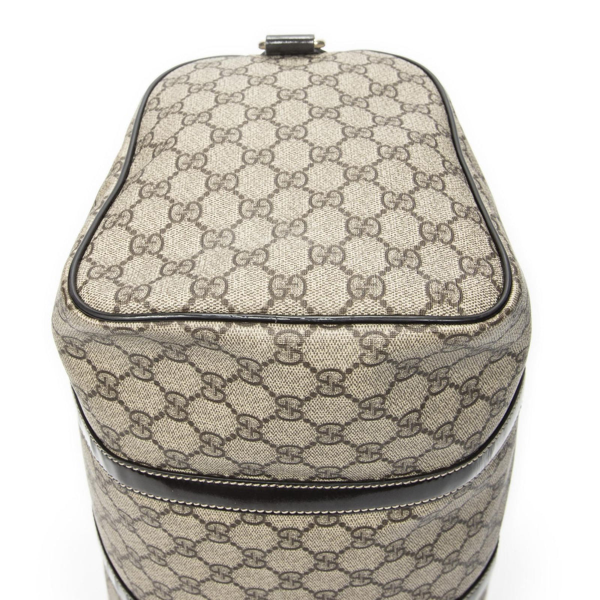 Gucci Boston Dark Brown Beige Supreme Canvas Handbag — view 8