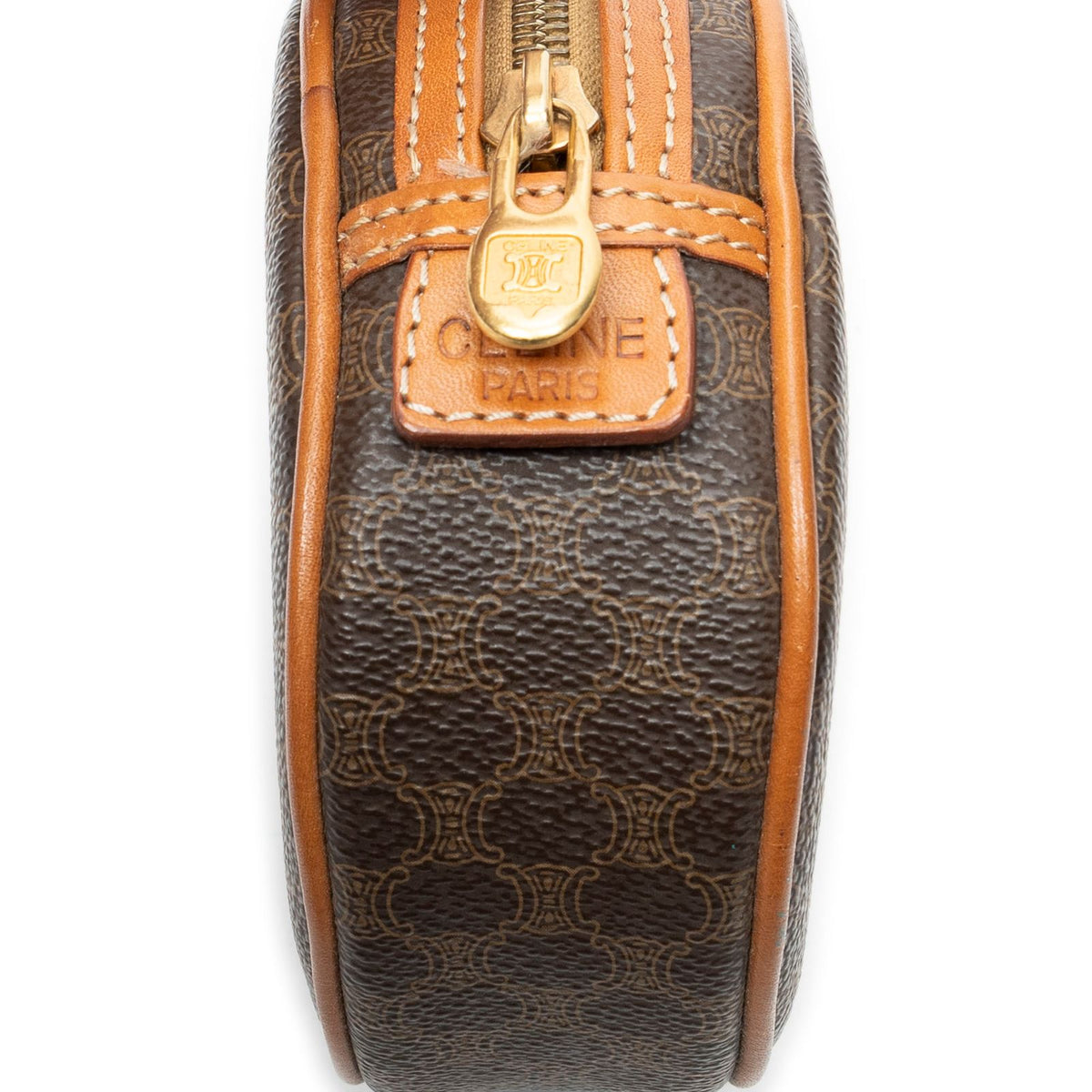 Celine Mini Round Pouch Brown Macadam Canvas — view 8