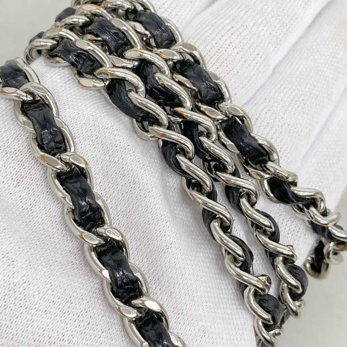 Chanel Wallet on Chain Quilted Caviar Leather Black Silver Shoulder Bag — view 8