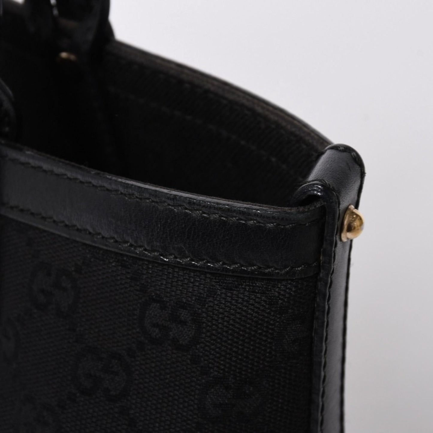 Gucci GG Pattern Canvas Tote Shoulder Bag Black Gold — view 8