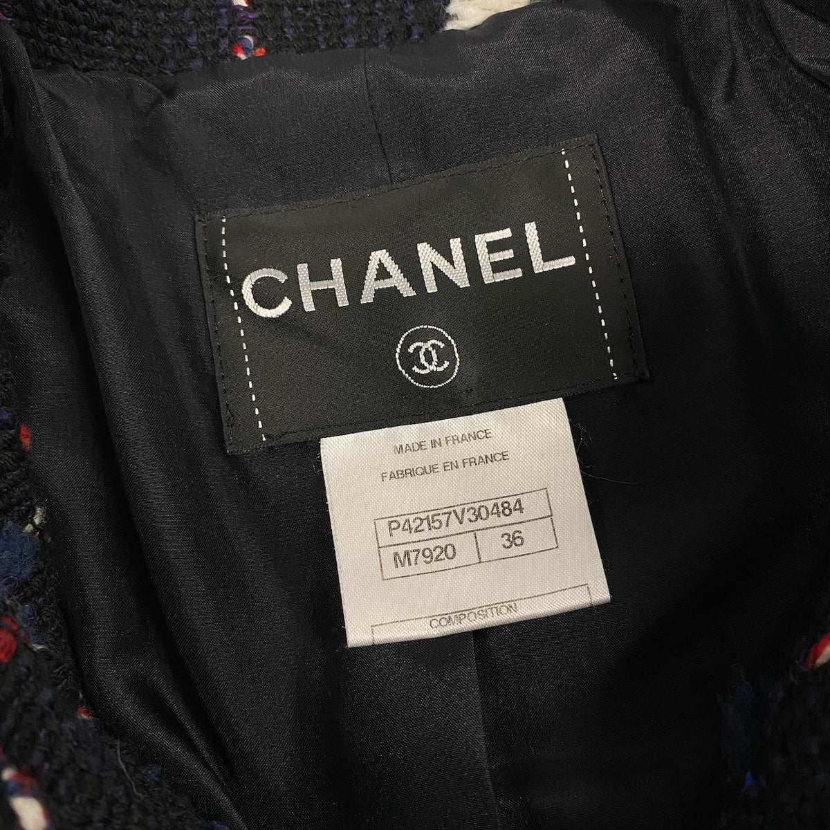 Chanel CC Button Tweed Wool Acrylic Soutien Collar Coat — view 8