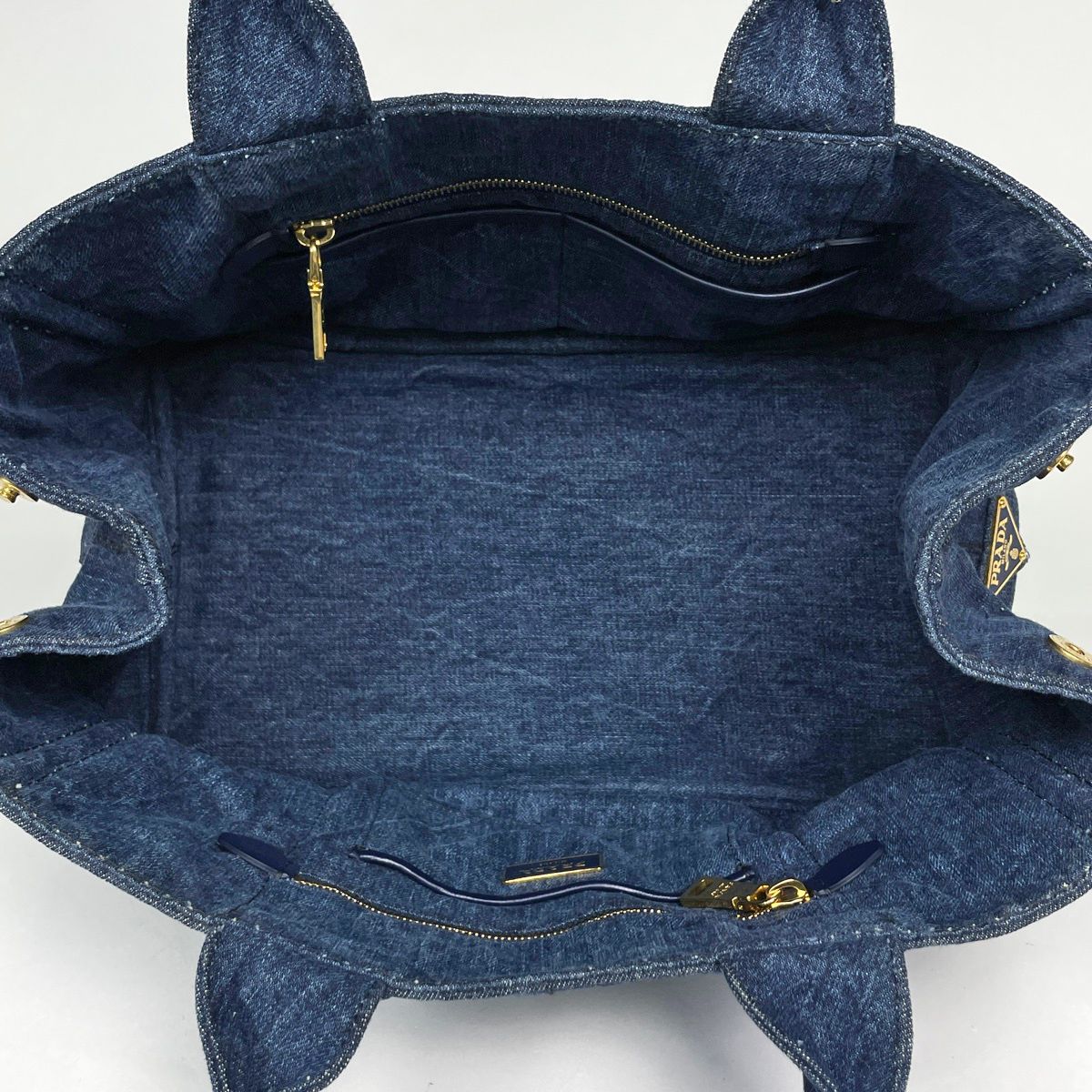 Prada Canapa Tote Bag Denim Blue — view 8