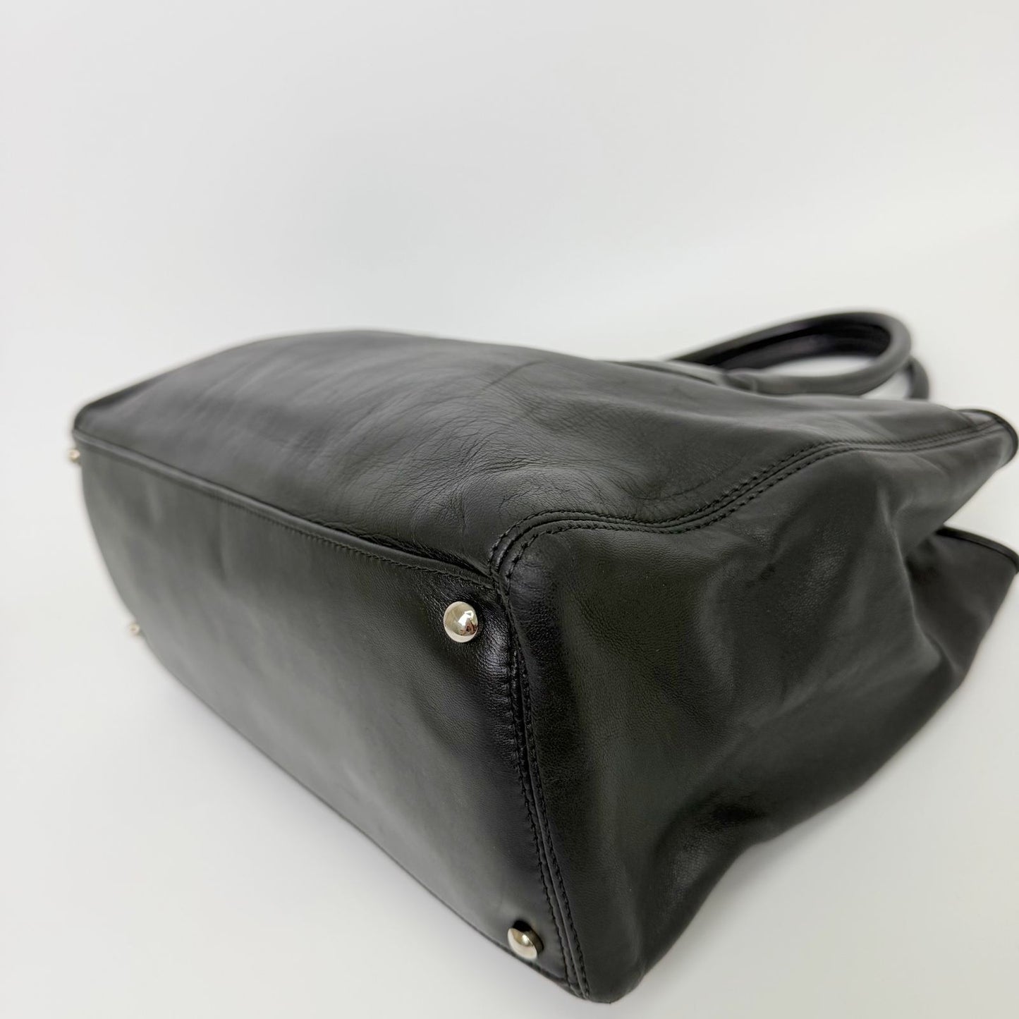 Chanel Executive Line Tote Shoulder Bag Leather Black Silver Seal Vintage — view 8