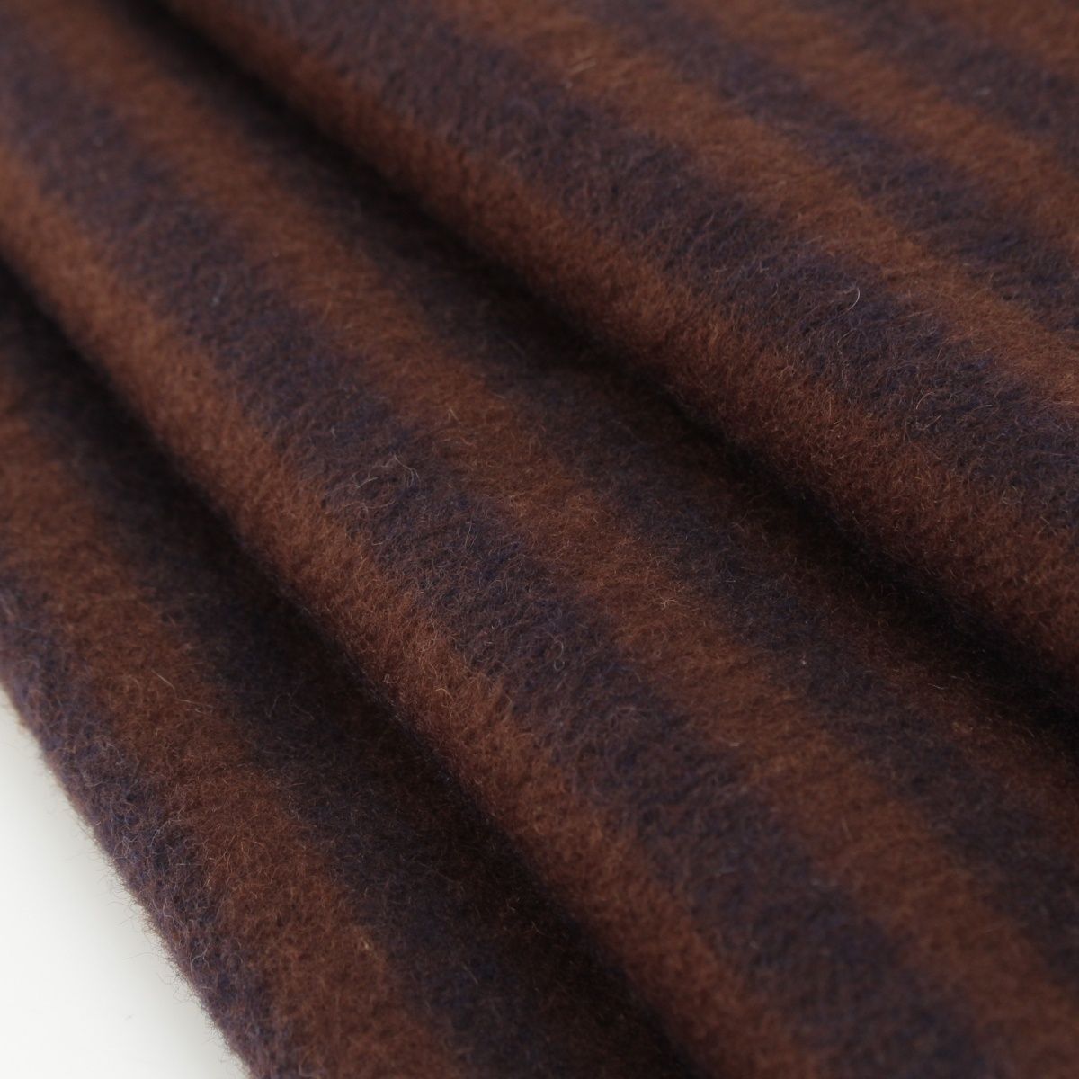 Hermes Cashmere Fringe Border Scarf Brown Navy — view 8