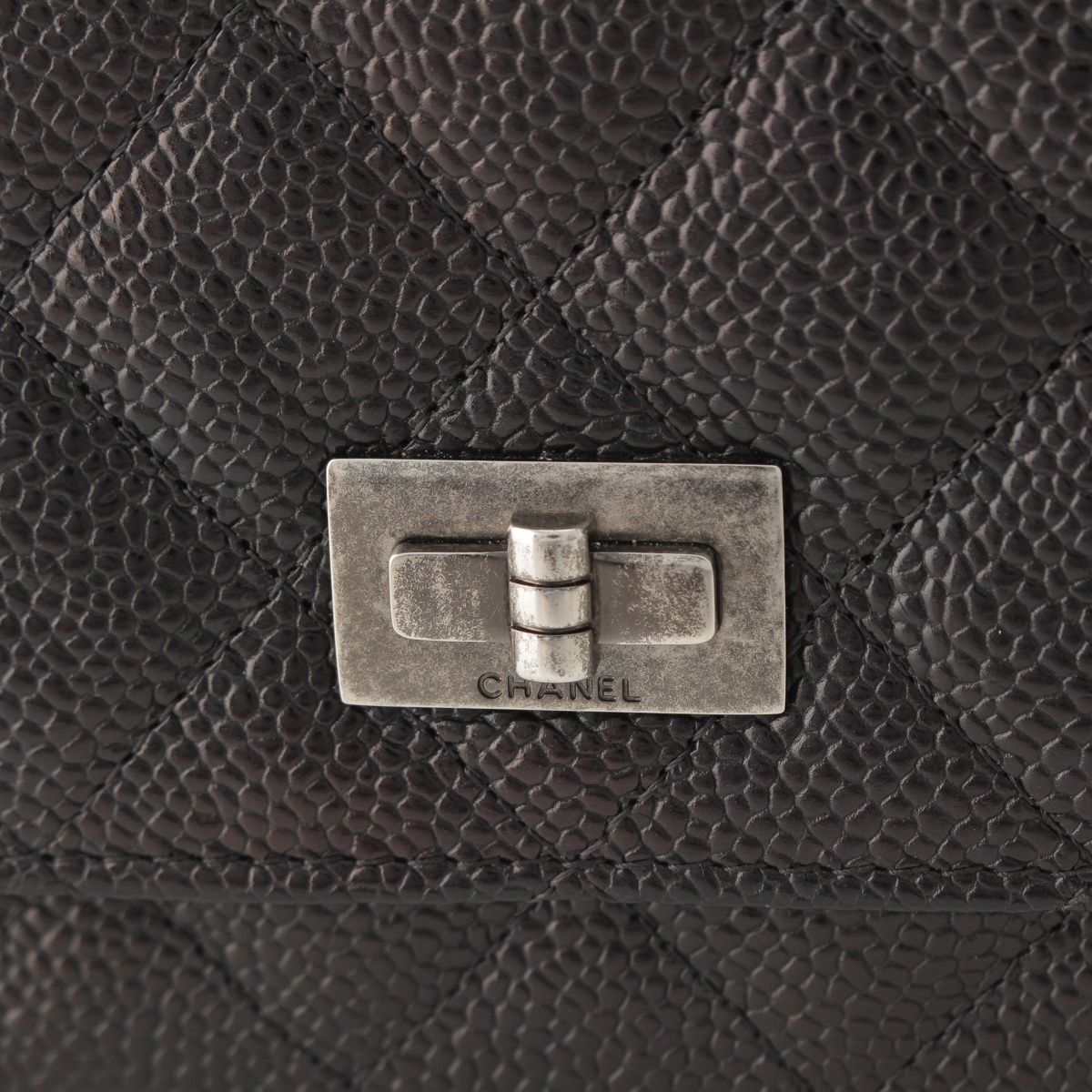 Chanel Quilted 2.55 Caviar Leather Chain Wallet Shoulder Bag Black — view 8