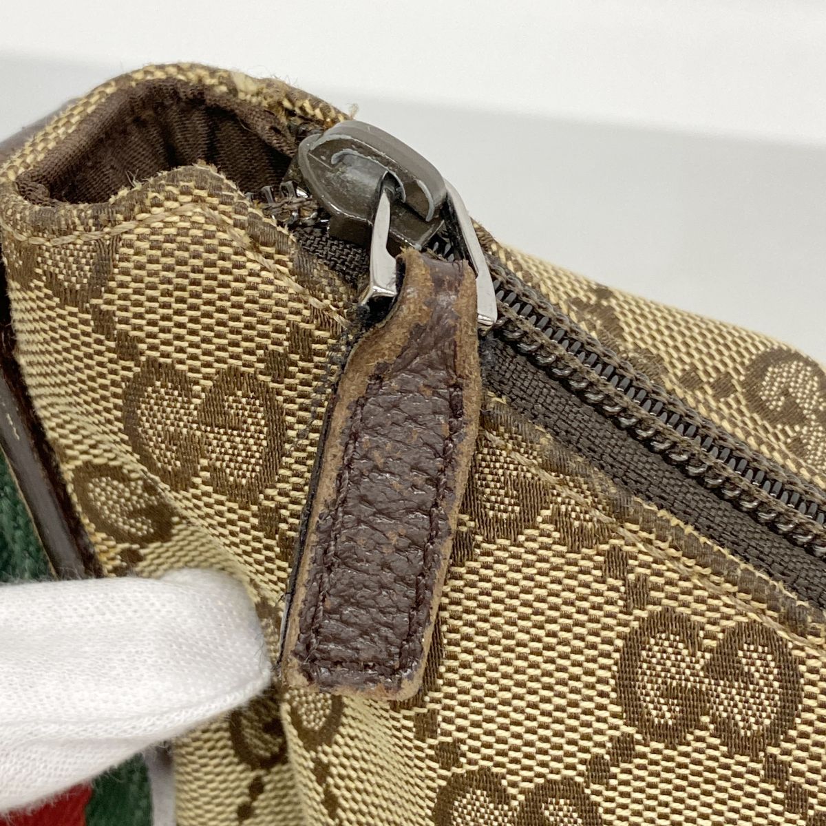 Gucci Shoulder Bag GG Canvas Sherry Line Brown Silver — view 8