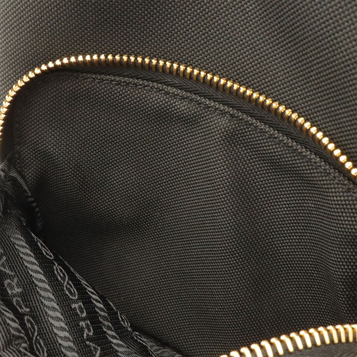 Prada Logo Jacquard Bucket Bag Drawstring 2-Way Canvas Leather Nero Black Gold — view 8