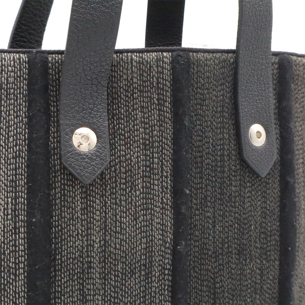 Hermes Amedaba Diago PM Tote Bag Wool Cotton Gray Black Silver — view 7